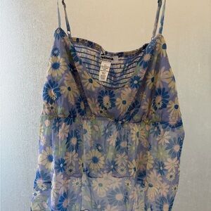 RSQ Blue Floral Sheer Daisy Cami